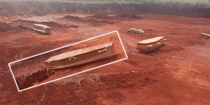 Caixões são arrancados de covas de cemitério após temporal no em Paracatu MG