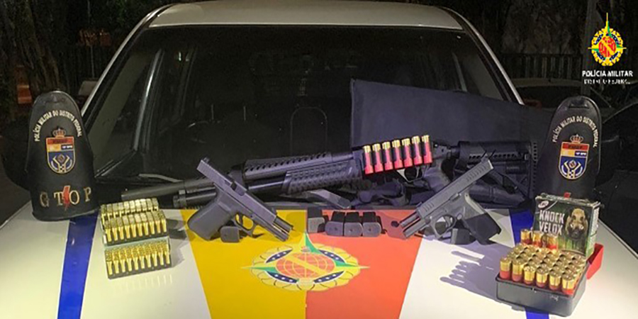 PMDF prende indivíduo com 3 armas de fogo e 182 munições em Ceilândia