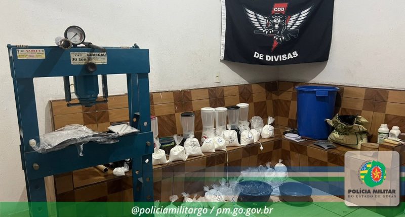 PMGO – COD estoura laboratório de refino de cocaína em Palmeiras de Goiás