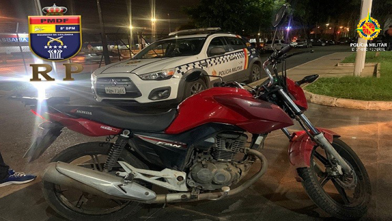 Vinte minutos após o roubo, PMDF recupera moto em Ceilândia