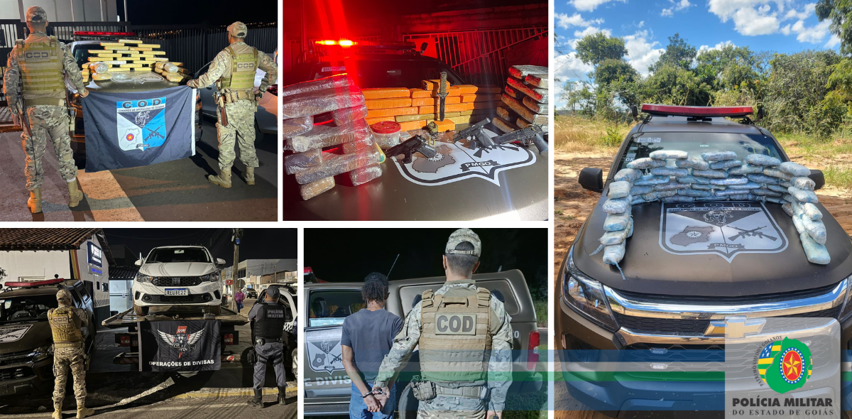 PMGO – Em 24h, COD apreende grande quantidade de drogas, recaptura foragido e recupera veículo roubado