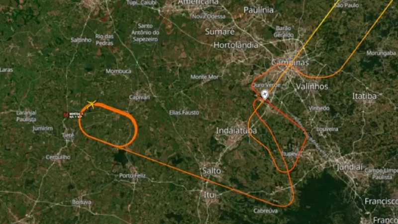 Trem de pouso estoura e avião realiza cinco órbitas em município paulista antes de aterrissar