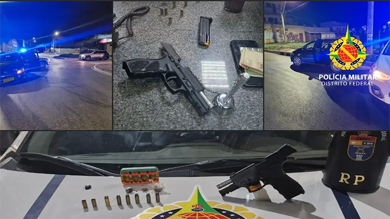 PMDF prende homem por porte ilegal de arma de fogo, embriaguez ao volante, porte de substância entorpecente em Ceilândia